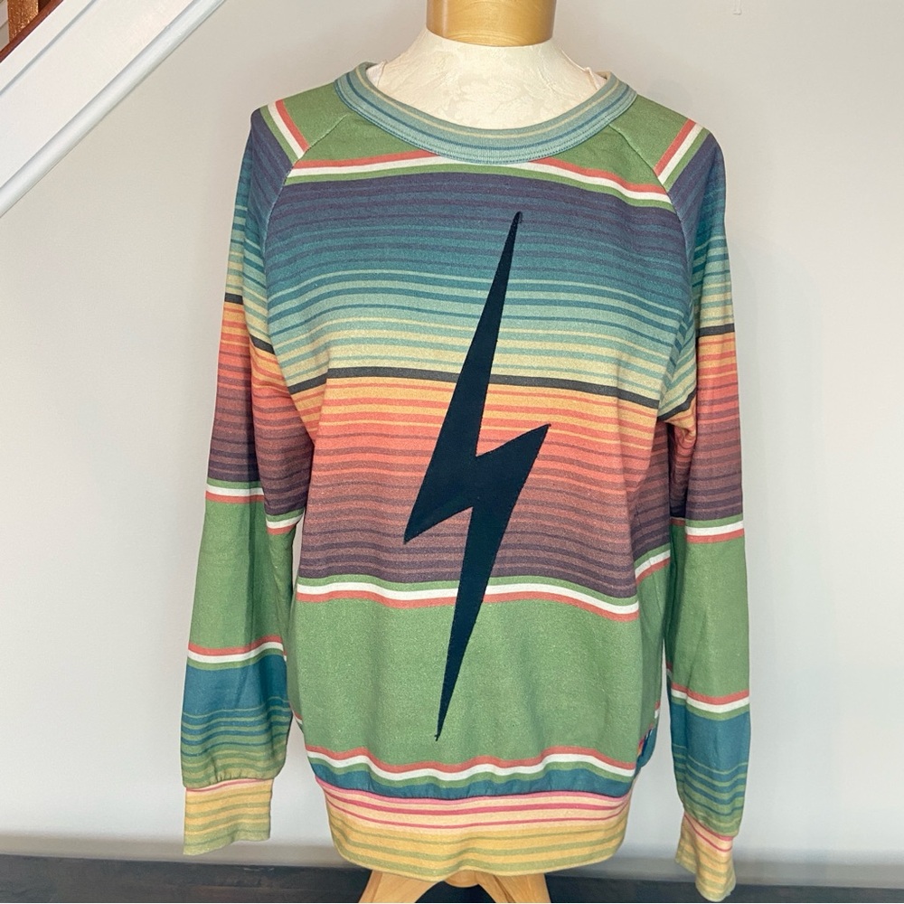 AVIATOR NATION Serape Bolt Stitch Sweatshirt Jungle Size Small